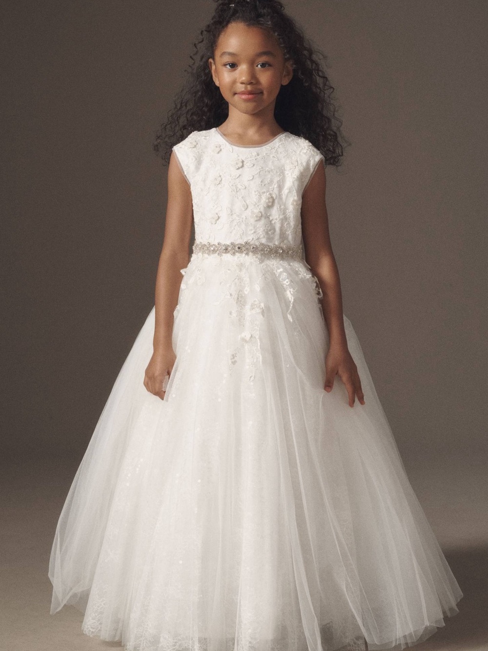 Princess Daliana Belted Tulle Flower Girl Dress